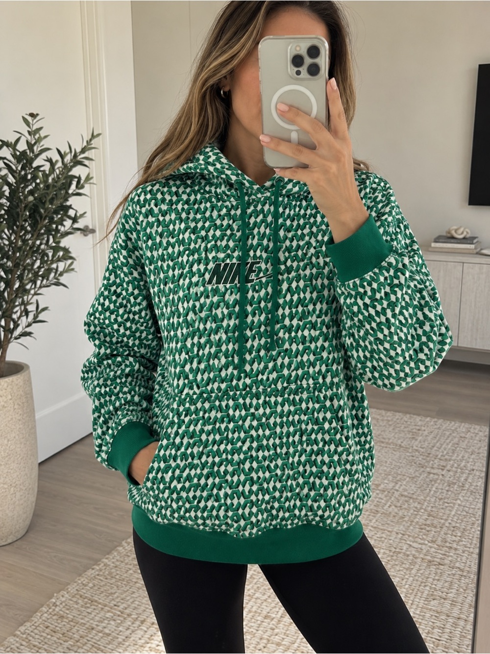 Nike Sportswear Phoenix Fleece x Nike United Green Pattern Oversized Hoodie XS